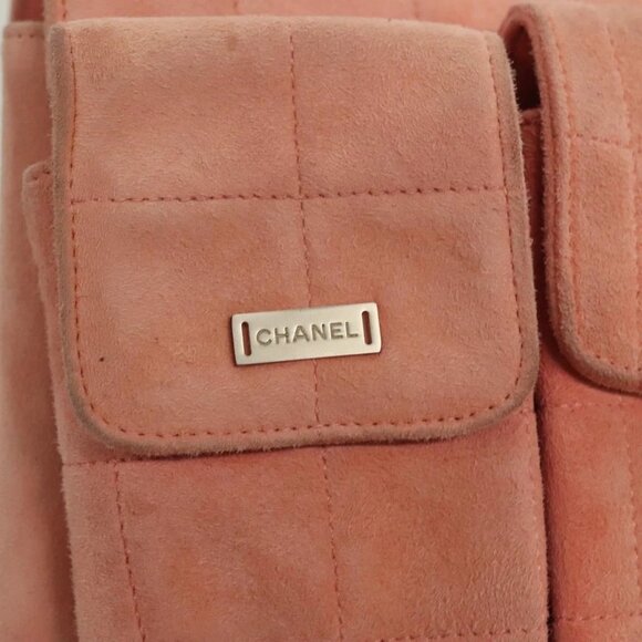 CHANEL Choco Bar Chain Shoulder Bag Suede Pink CC Auth 130967 - Picture 11 of 16